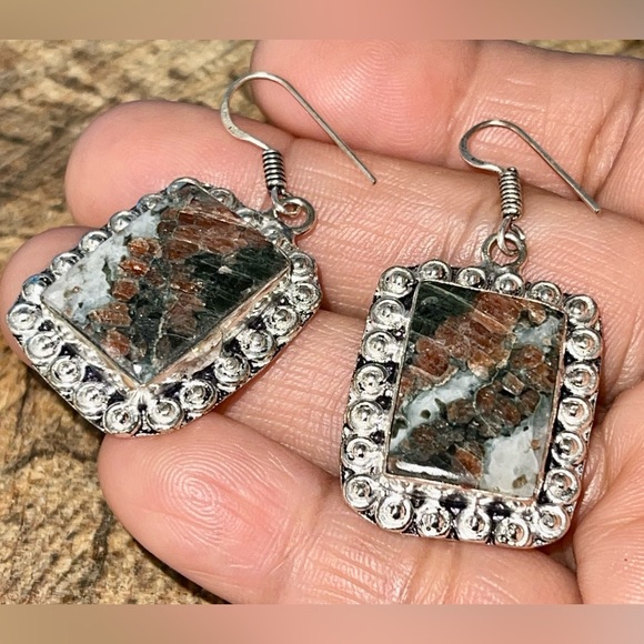 “The Marriage Stone” Astrophyllite Earrings 2” - Picture 8 of 15